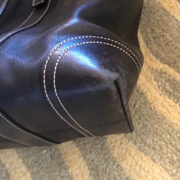 Coach black leather diaper bag with changing mat - Picture 5 of 8